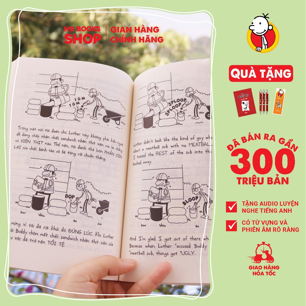 Sách Nhật Ký Chú Bé Nhút Nhát - Diary of a Wimpy Kid Tập 16 - Phiên Bản Song Ngữ. Đã Bán 300 Triệu Bản- Kèm File Nghe