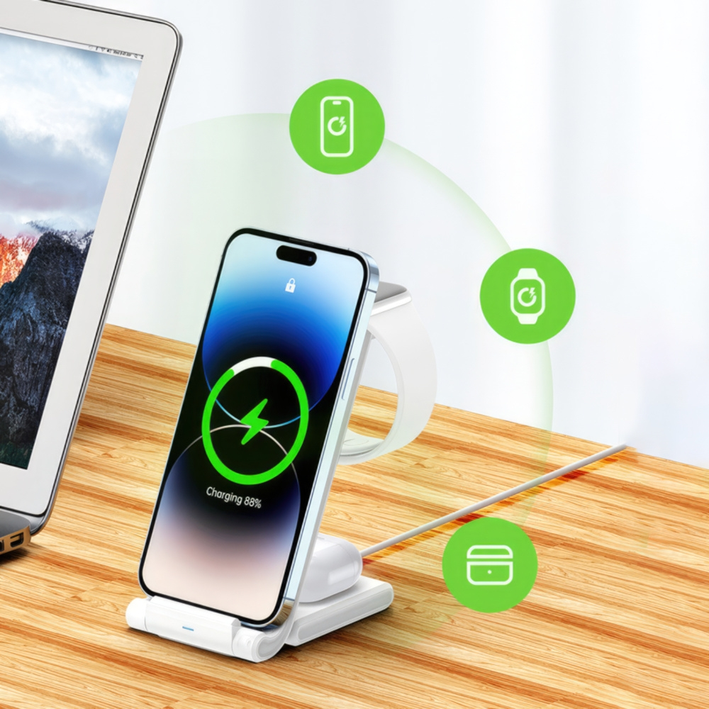 ĐẾ SẠC NHANH KHÔNG DÂY 3 IN 1 DUZZONA W10-A