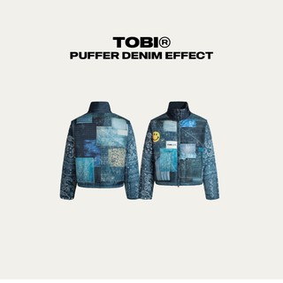 Áo khoác phao 2 cách mặc hiệu ứng in DENIM TOBI