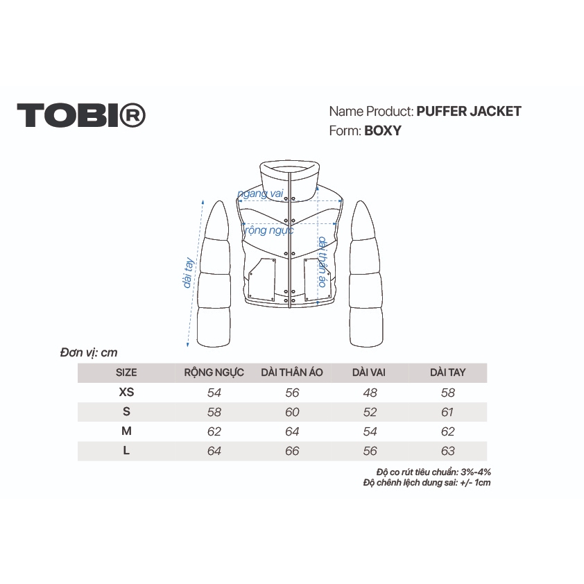 Áo khoác phao 2 cách mặc hiệu ứng in DENIM TOBI