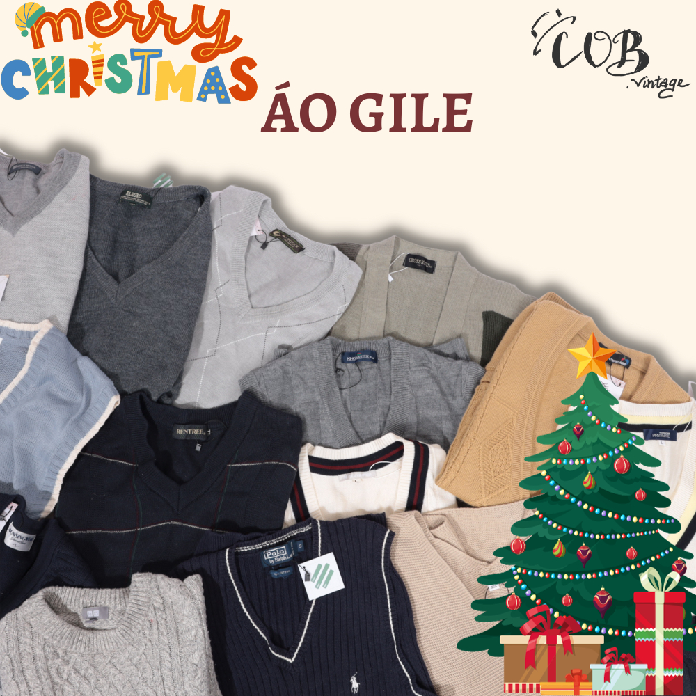 Áo Gile len xịn xò style vintage, casual Nhật,Hàn - secondhand (2hand)-