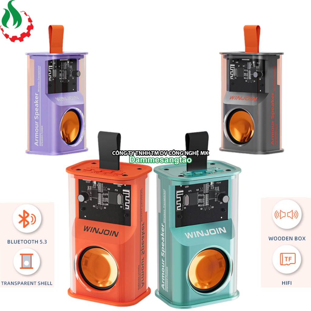 Loa Bluetooth Mini Trong Suốt đèn led nhiều màu
