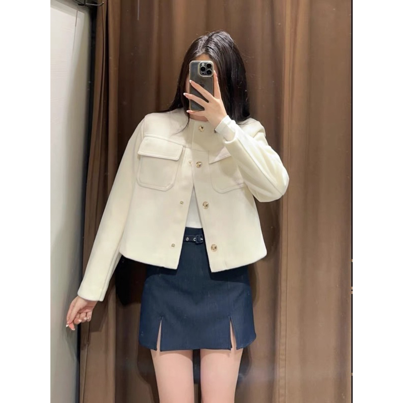 Áo khoác dạ mỏng dáng ngắn