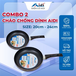 Combo 2 chảo chống dính aidi size 20-24cm cao cấp - điện cơ aidi