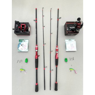 Combo cần câu lure dyawa đỏ bộ đứng và ngang siêu đẹp