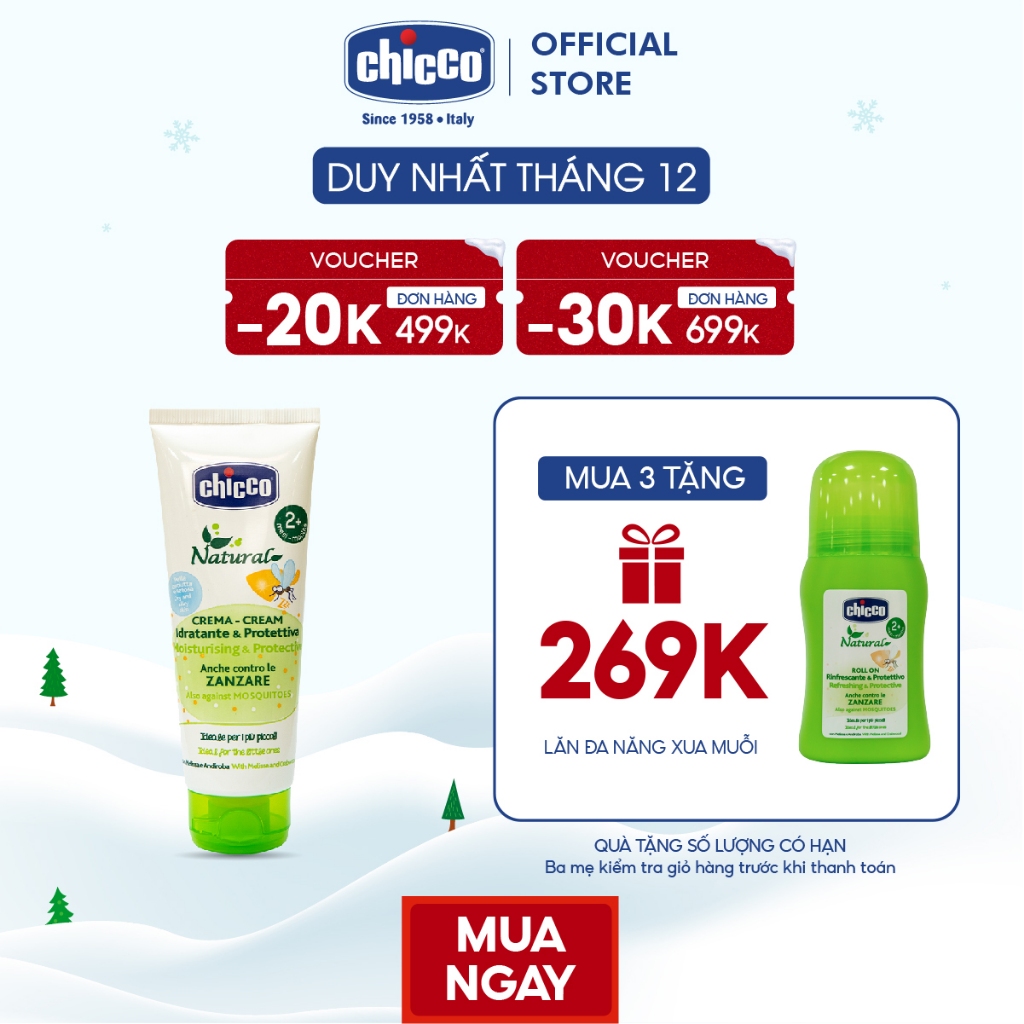 (THÁNG 12 - MUA 3 SP TẶNG LĂN ĐA NĂNG XUA MUỖI) (Bán chạy nhất) Kem đa năng xua muỗi Chicco 100ml