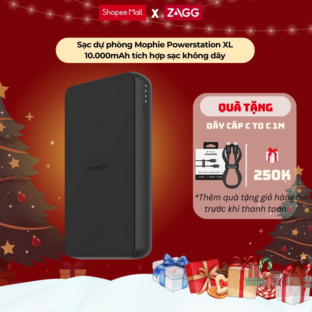 Sạc dự phòng Mophie Powerstation XL 10.000mAh tích hợp sạc không dây