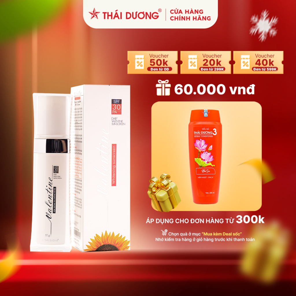 Kem Trắng Da Chống Nắng Valentine lọ 50g, Spf 30 và PA ++++ - Sao Thái Dương