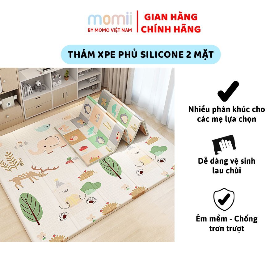 Thảm Xốp XPE Phủ Silicone 2 Mặt Gấp Gọn Momii, Tấm Lót Trải Sàn 2 Mặt Chống Thấm Chống Trơn Hàn Quốc (1m8x2m)