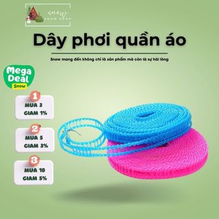 Dây phơi quần áo thông minh, dây phơi đồ đa năng chống dồn, sợi cước bện siêu chắc, có nhiều lỗ móc chống bay quần áo