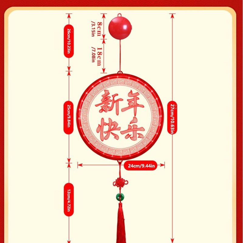 Đèn Led treo Tết 2024 mô hình 3D trang trí năm mới kích thước 72x24cm