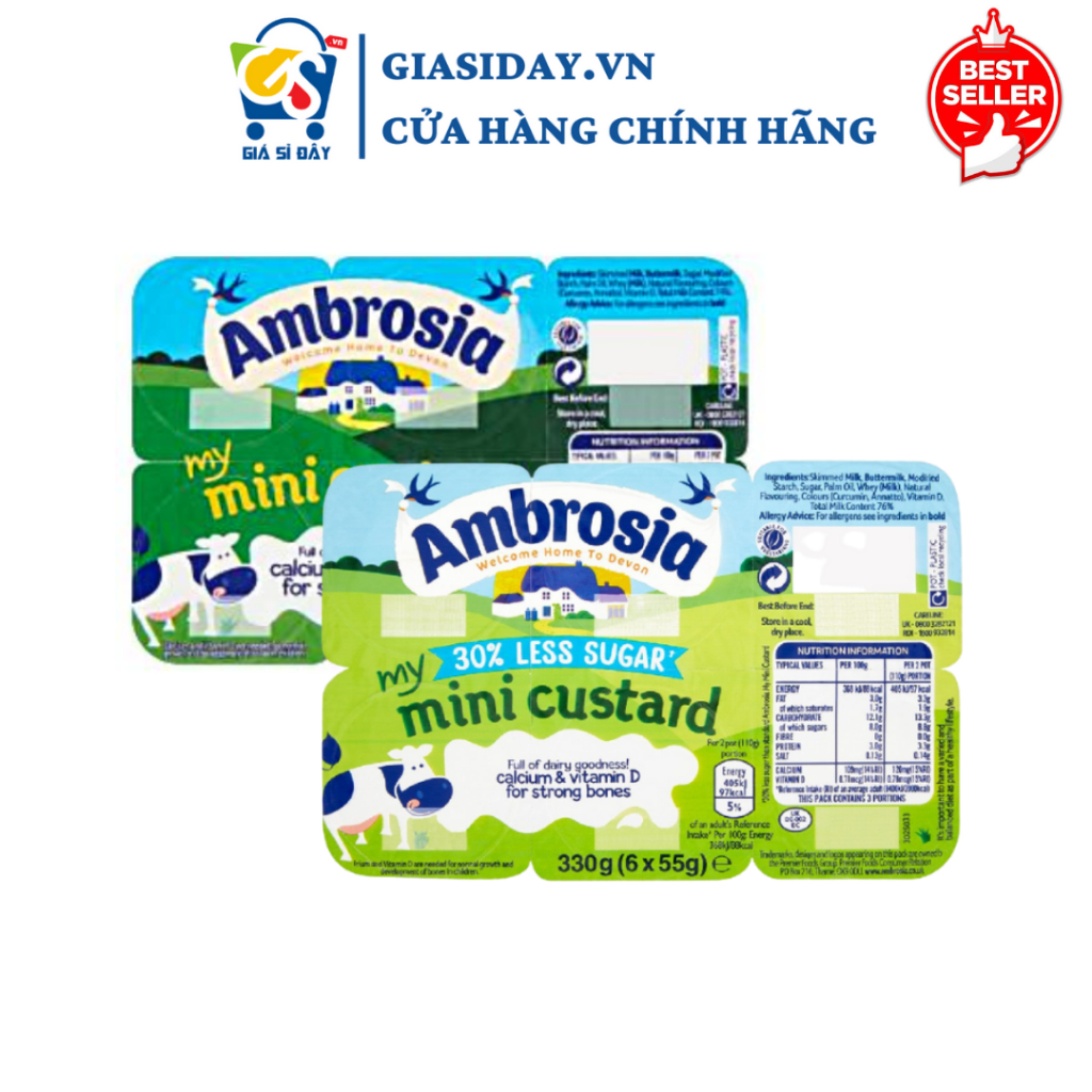 Váng Sữa Nguội Ambrosia UK Cho Bé 6M+ - Lốc 6 Hộp x 55g