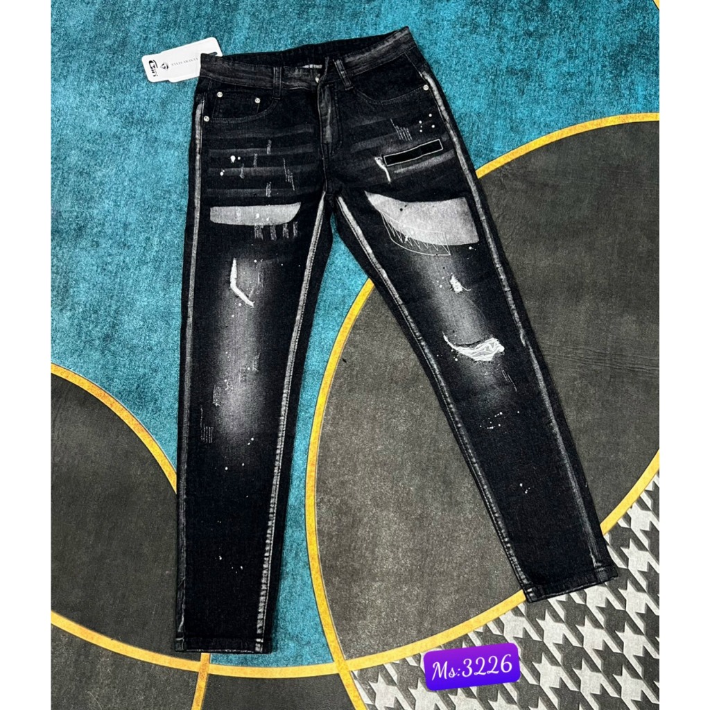 Quần jean nam  hàng QUẢNG CHÂU co dãn cao cấp chất bò vải dài mẫu mới nhất 2023 thêu DG đẹp hiện đại trẻ trung