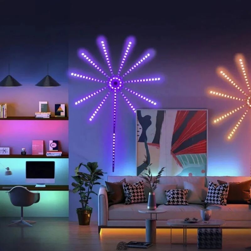 Đèn Led pháo Hoa size lớn 11 tia Cảm Biến Âm thanh