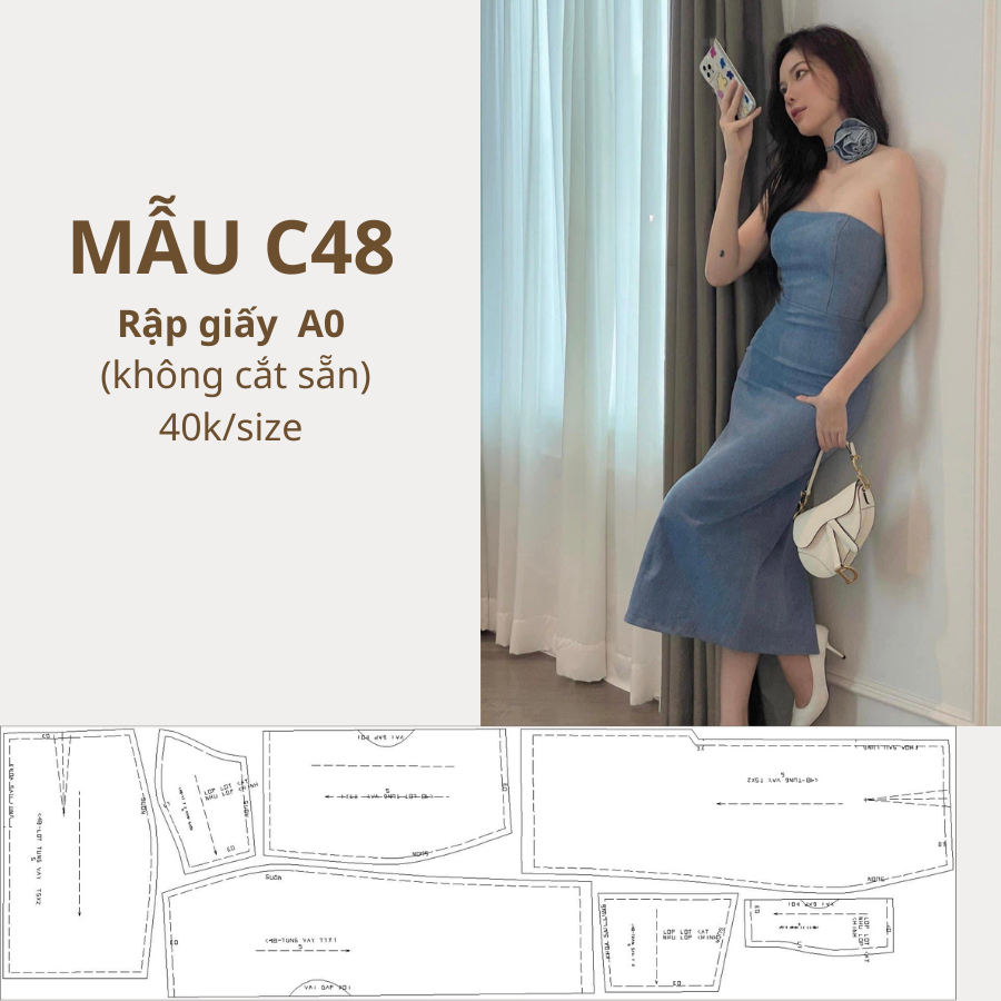RẬP GIẤY A0 VÁY BODY C48 (KHÔNG CẮT SẴN)