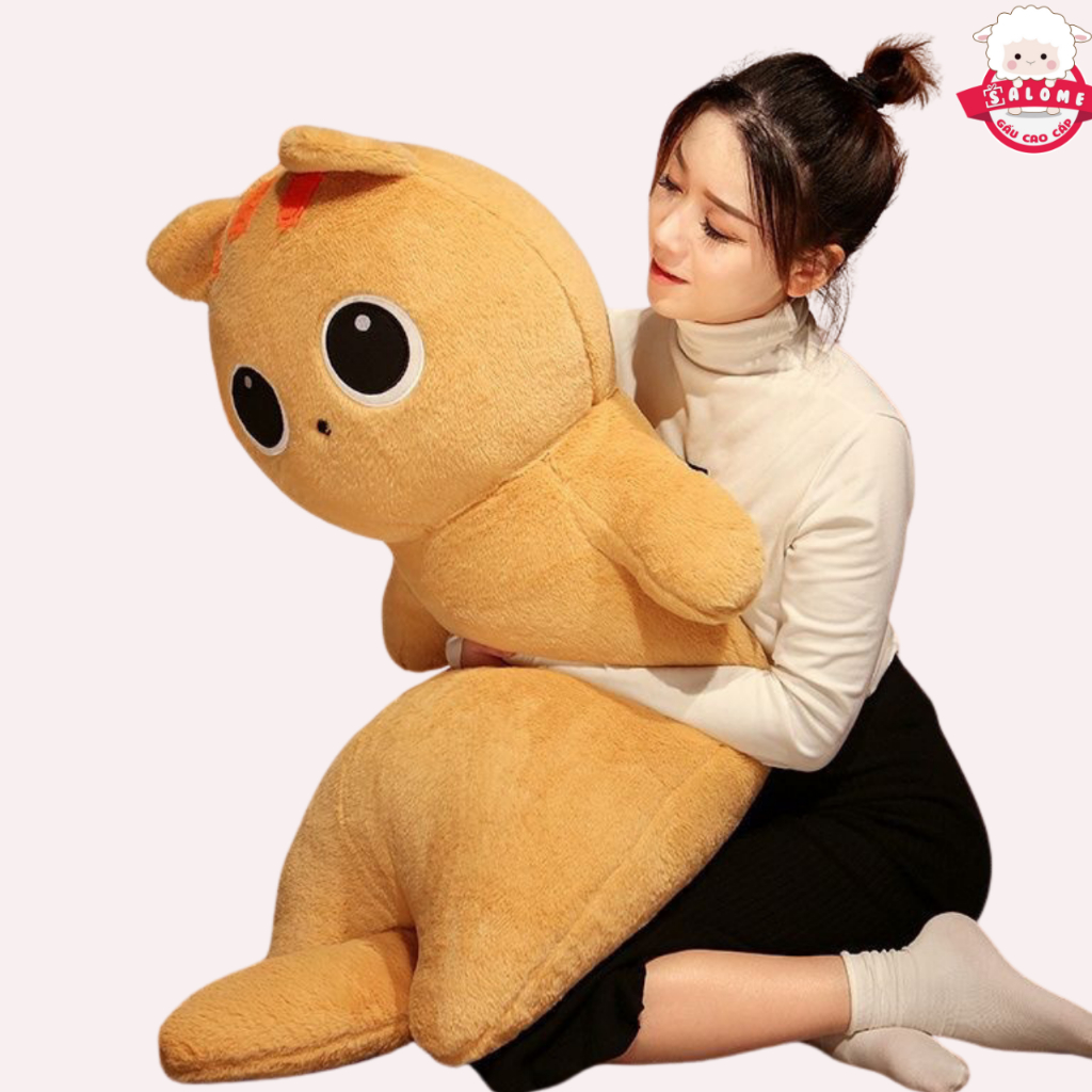 Gấu Bông Con Mèo Mắt Tròn Cute Lông Siêu Mịn SALOME, Gối Ôm Hình Mèo Qùa Tặng Cao Cấp