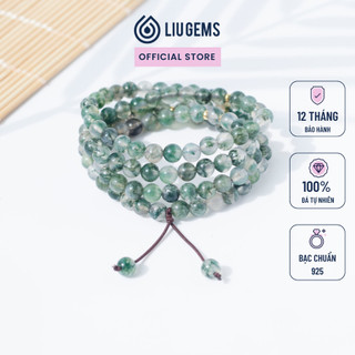 Vòng Tay Chuỗi Hạt 108 Đá Phong Thuỷ Mã Não Rêu Tự Nhiên Liugems An Nhiên, Bình An VB39