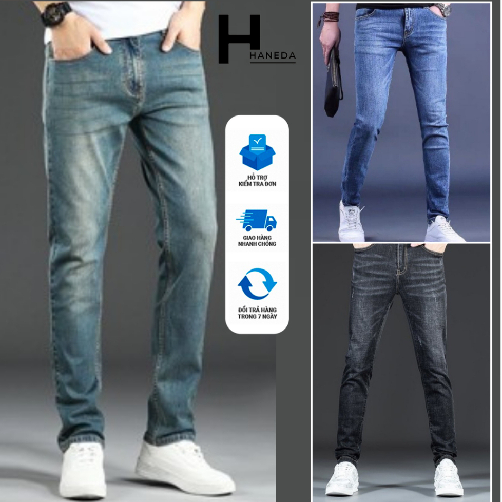 Quần Jean Skinny Nam Xanh Rêu Retro, Quần bò nam co dãn 4 chiều Xanh đen xám slimfit phong cách Vintage cao cấp -Avocado