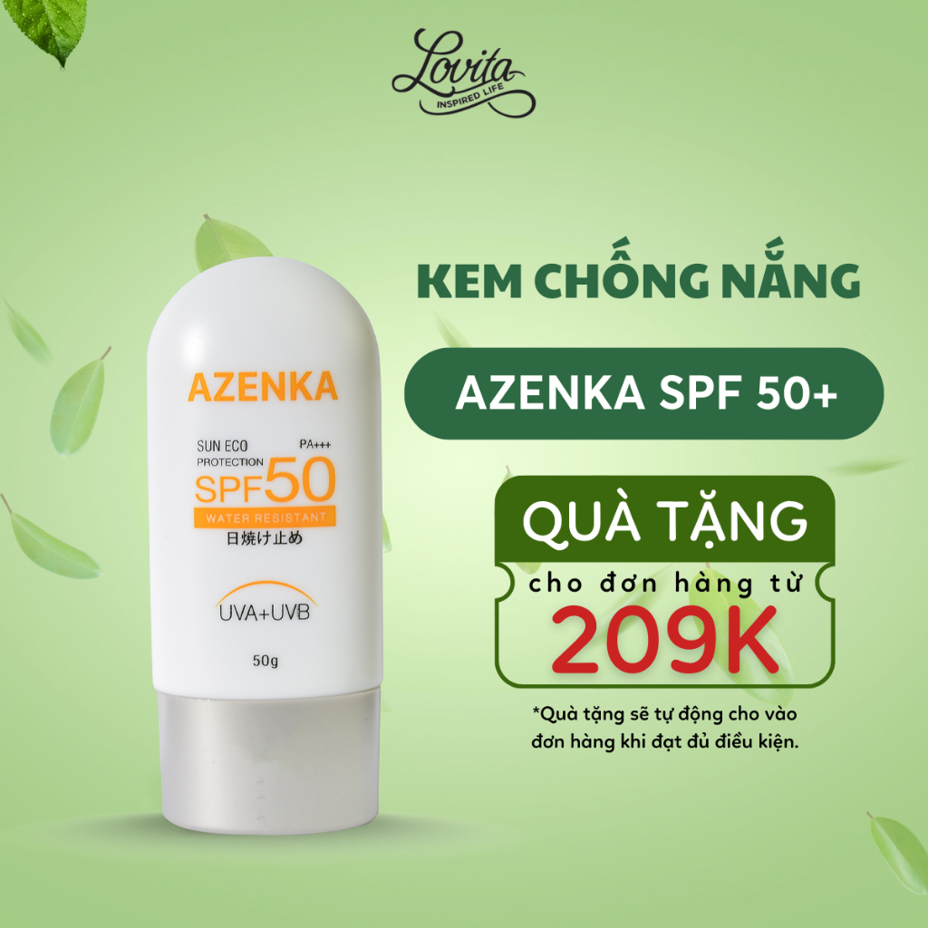 Kem chống nắng AZENKA Sun Eco Protection SPF 50+/PA+++, Hàng Chính Hãng - Tuýp 50 Gr ♥️ KCNAZK