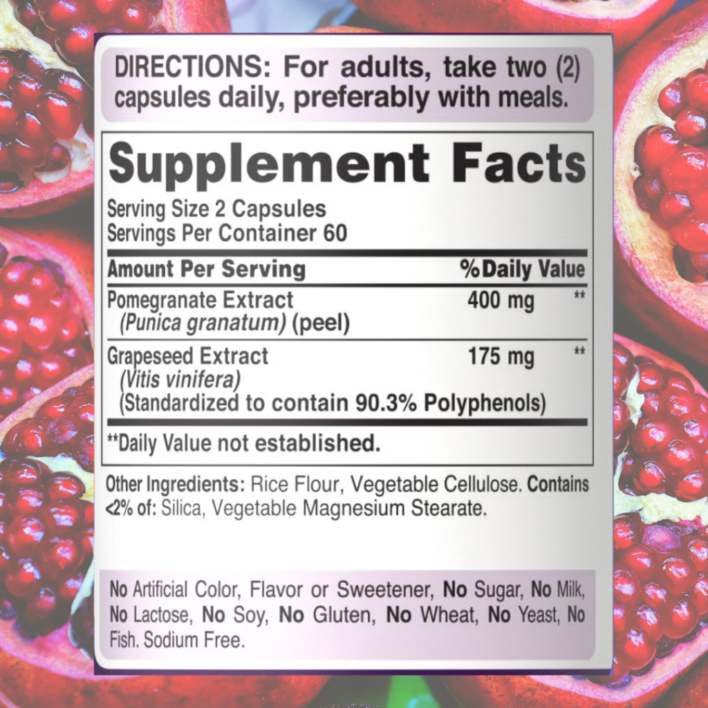 Viên uống chống nắng lựu nho 250mg 500mg Pomegranate Extract Puritan