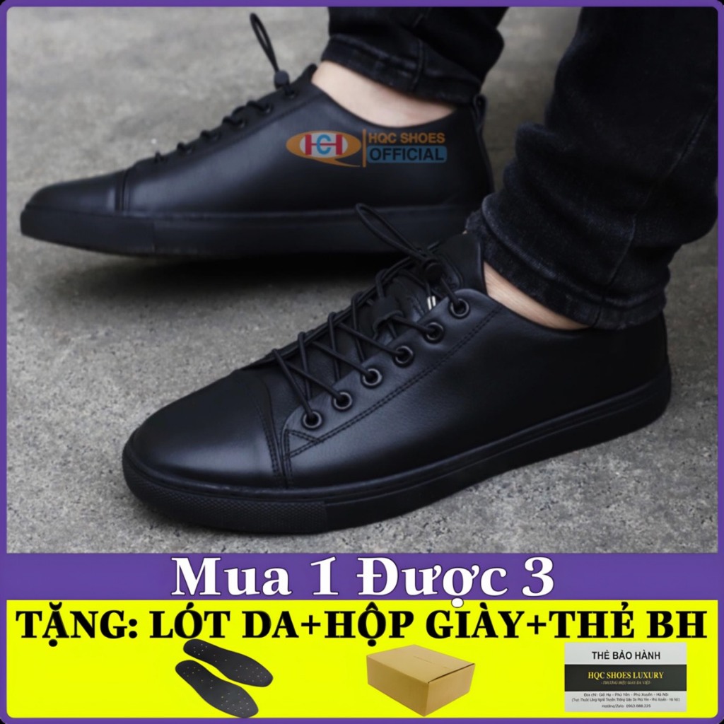 Giày thể thao nam da bò đế cao su đúc khâu chắc chắn bảo hành 1 năm HQ068