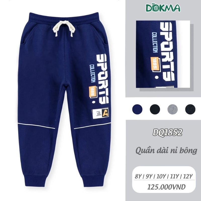 Quần dài nỉ da cá bé trai Dokma 7-12T DMQ450