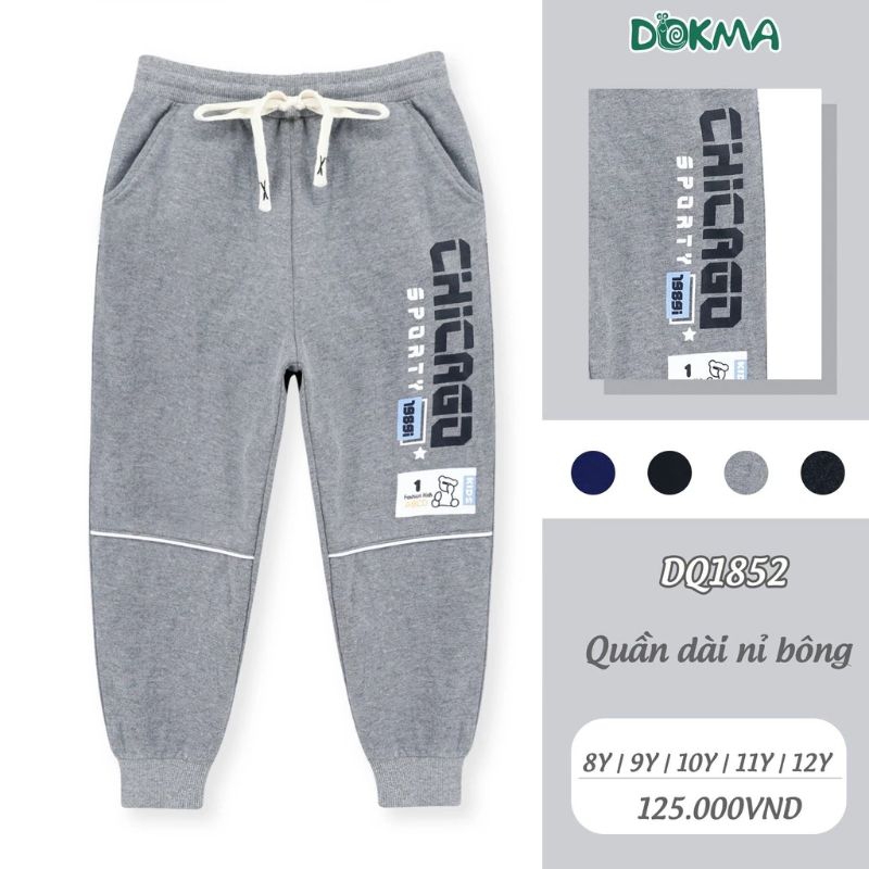 Quần dài nỉ da cá bé trai Dokma 7-12T DMQ450