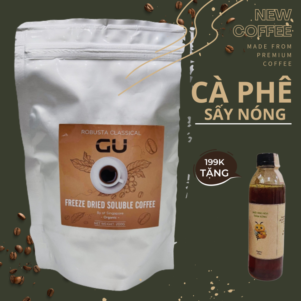 Cà phê đen hòa tan,cafe nguyên chất đậm vị Robusta