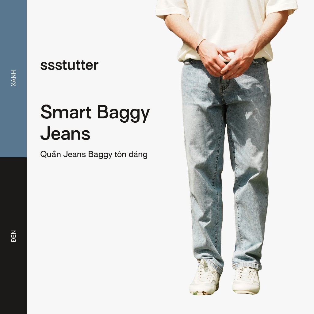 Quần bò ống đứng nam SSSTUTTER jeans ống suông dáng baggy co giãn tốt trẻ trung SMART BAGGY JEANS & FORM JEANS