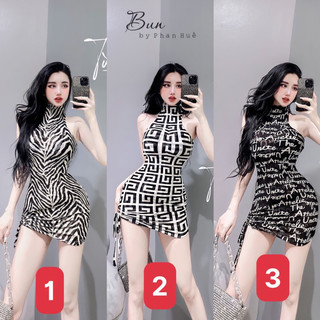 Đầm body 2 dây phối lưới họa tiết xịn
