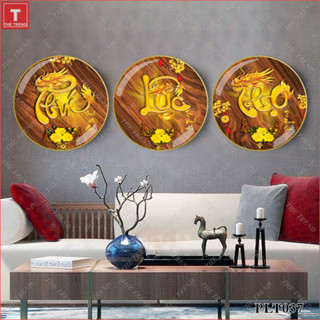Tranh Phúc Lộc Thọ treo tường, tranh gỗ tráng gương cao cấp, tranh phòng thờ, phòng khách, The Trend