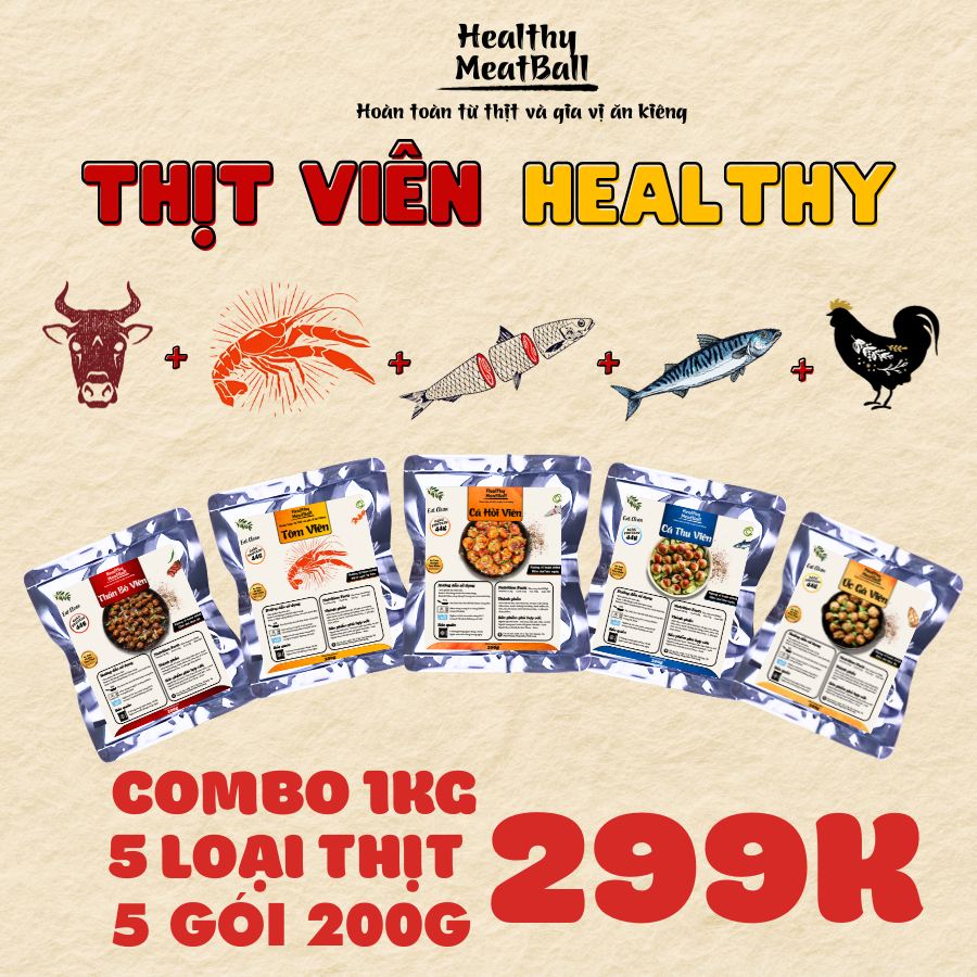 COMBO TRỌN VỊ 5 LOẠI THỊT VIÊN HEALTHY ĂN LIỀN 1KG