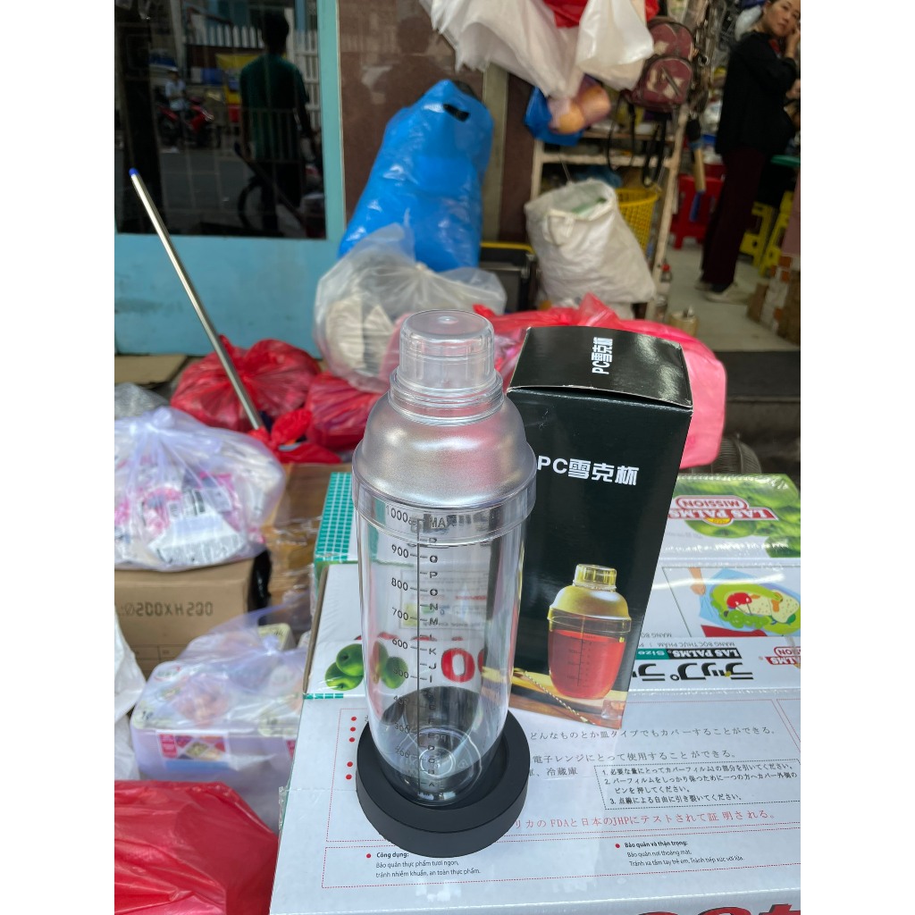 Bộ Dụng Cụ Pha Chế Trà Chanh Giã Tay - Chày Dầm + Shaker 4 Mảnh + Đế Lót Giã Chanh Nước Hoa Quảng Đông