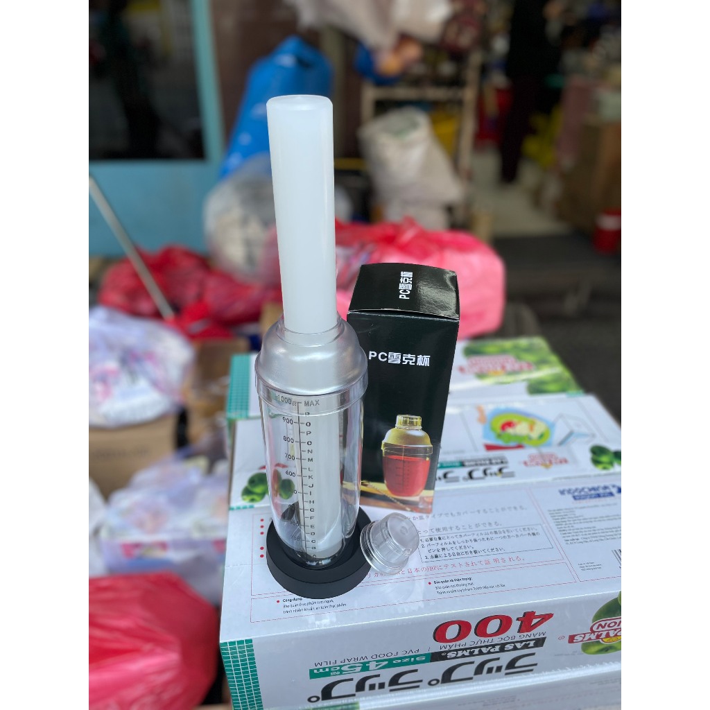 Bộ Dụng Cụ Pha Chế Trà Chanh Giã Tay - Chày Dầm + Shaker 4 Mảnh + Đế Lót Giã Chanh Nước Hoa Quảng Đông