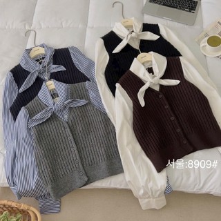 Set áo len liền sơmi