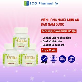 Combo 3 lọ viên uống ngừa mụn an bảo nam dược - thanh nhiệt, giải độc, mát gan, hỗ trợ mờ thâm, sạch mụn
