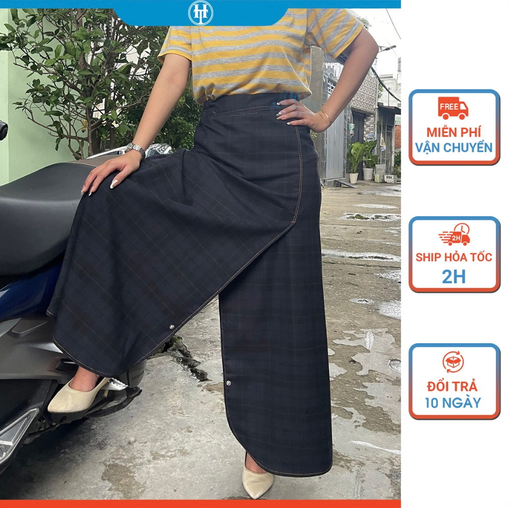 Quây chống nắng xẻ tà nữ vải kaki cotton mềm mại, thoáng mát và không bị hâm nóng KHT45 H&T FASHION