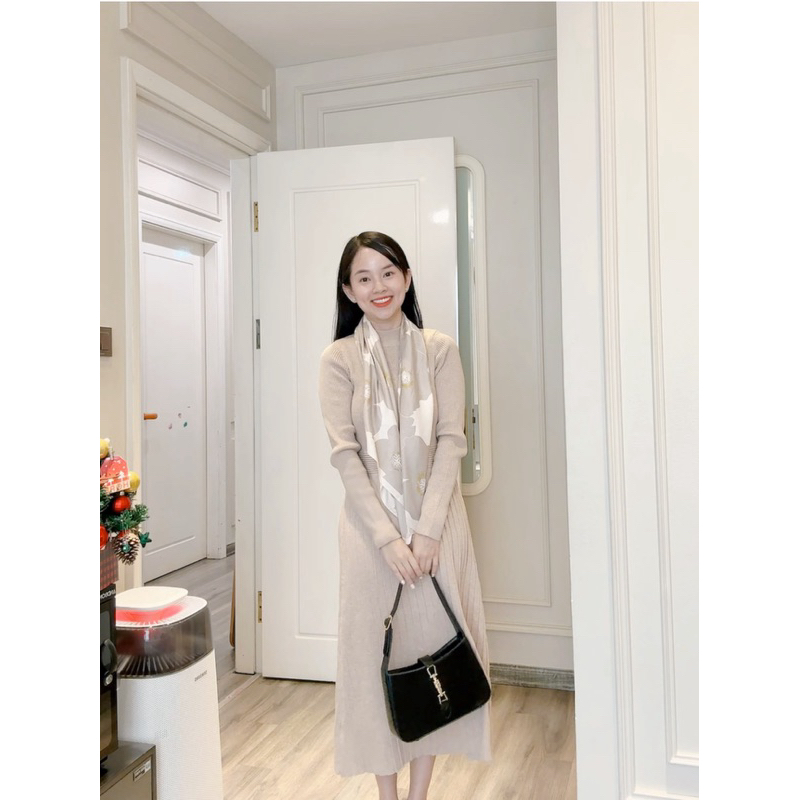Váy len dáng dài Nude cổ tròn - ALISA