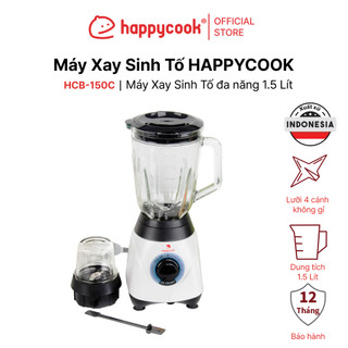 Máy xay sinh tố cối thuỷ tinh 1.5l happycook, hcb-150c