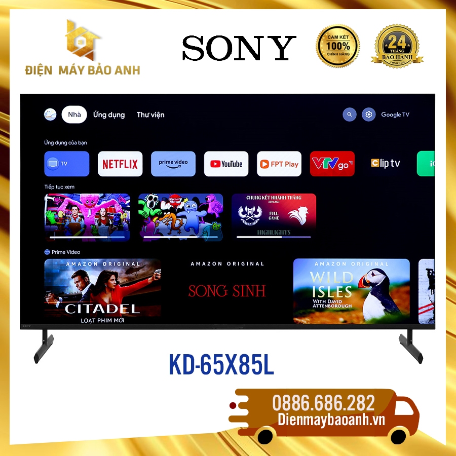 Google Google Tivi Sony KD-65X85L 4K 65 inch- Model 2023, Bảo hành chính hãng 24 tháng tại nhà