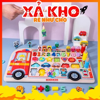 Đồ Chơi Giáo Cụ Montessori, Bộ Câu Cá Nam Châm Kết Hợp Cột Tính Học Đếm Và Hình Khối 4 Trong 1 Bằng Gỗ