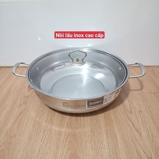 Nồi lẩu inox vung kính, dùng trên bếp từ 30cm