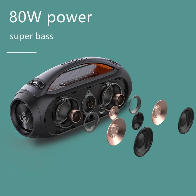 Loa Bluetooth 5.0 XDOBO VIBER PLUS Công Suất 80W, Chống Nước IPX5, Pin 10400Mah Hỗ Trợ Thẻ TF, USB, AUX - BH 12 Tháng