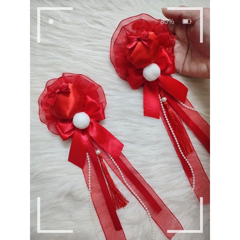 Set cặp búi củ tỏi Tết xinh cho bé