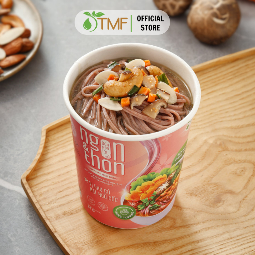 Bún gạo lứt ăn liền NGON & THON - Vị rau củ hạt ngũ cốc thuần chay healthy eatclean