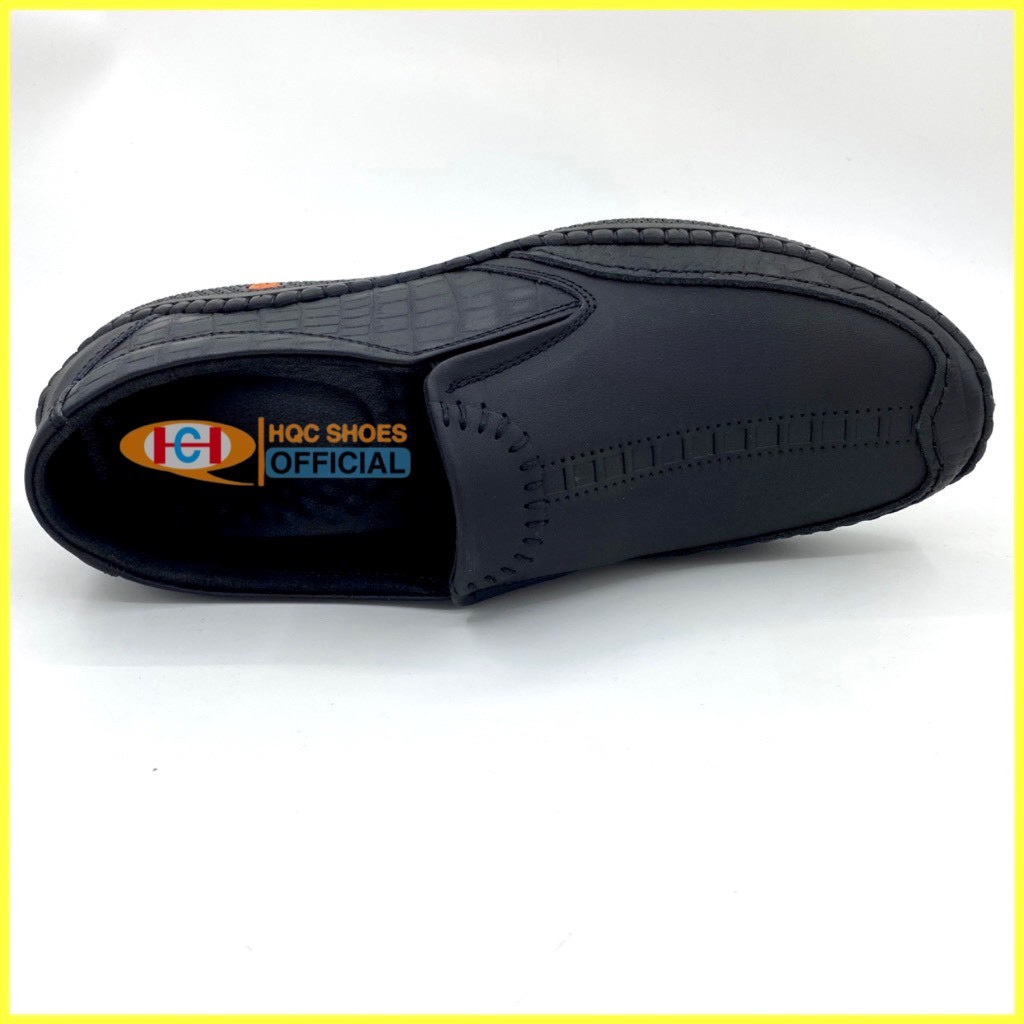 Giày mọi nam HQC SHOES da bò nappa đế cao su khâu chỉ bảo hành 12 tháng HQ004