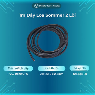 1m dây loa sommer 2 lõi chính hãng, đồng ofc - dây sommer germany, dây tín hiệu sommer bh lỗi 1-1