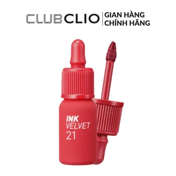 (Quà tặng không bán) Màu #21 Vitality Coral Red - Son Tint Hiệu Ứng Nhung Mịn Peripera Ink Velvet 4G