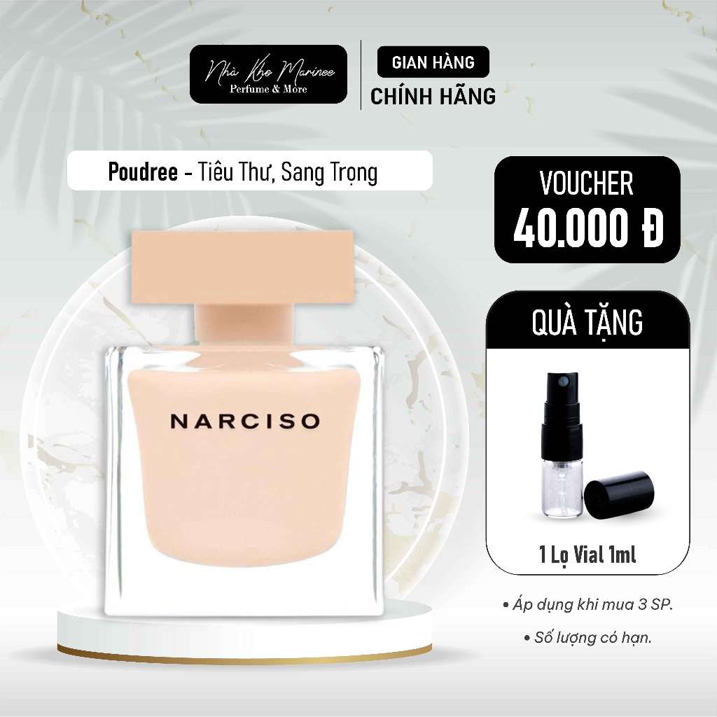 Nước Hoa Nữ Narciso Poudree Edp 10ml Lọ Chiết 2ml/5ml/10ml, Mùi Hương Thơm Lâu, Sang Trọng, Quyến Rũ- Marinee
