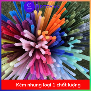 Kẽm nhung làm hoa, kẽm nhung loại 1, lông dày, màu pastel làm cây thông, hoa hướng dương LUXTOY